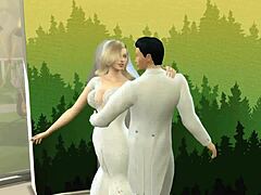 Blondinka dobi velik kurac v rit v tem vročem videu poročne obleke