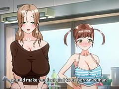 Anime MILF med stora bröst blir knullad av en mogen man
