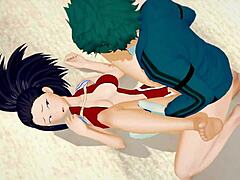 MILF asiática Momo e jovem herói Deku em hentai 3D