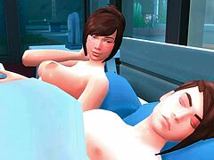 Animated couple indulges in passionate intimacy in The Sims 4