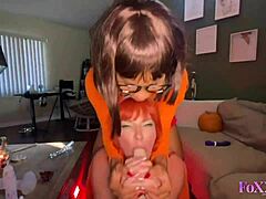 Jenna Foxx og Dana Dearmond hengiver sig til oral nydelse i forførende Halloween-påklædning
