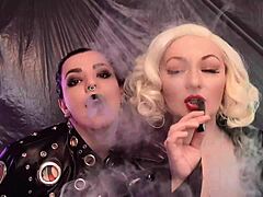 アラ・グランダーとドレッダ・ダークが出演する、変態的な淫語とラテックスとPVC衣装で2時間のレズビアンフェティッシュ支配を特集した6本のビデオ。