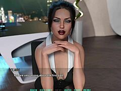 Egy érett nő és egy fekete hajú lány részt vesz a BDSM-ben egy klub mellékhelyiségében, 3D animációs videóban rögzítve