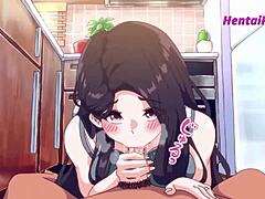 A passionate brunette mature gets penetrated in the culinary realm - animated