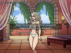 Voyeurista nézet Daenerys Targeryens sztriptíz táncáról a Game of Whores nyolcadik epizódjában