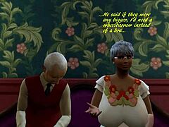 Sims 4 패러디에서 큰 엉덩이와 큰 가슴을 가진 인종 간 오르기