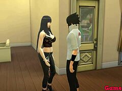 Blowjob och anal: Sasuke är otrogen mot Hinata med en tjej med stora bröst